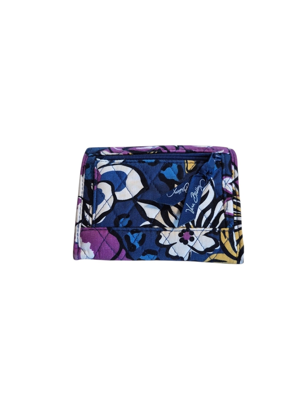 Vera Bradley African Violet Navy, Purple & Yellow Floral Quilted  Wallet